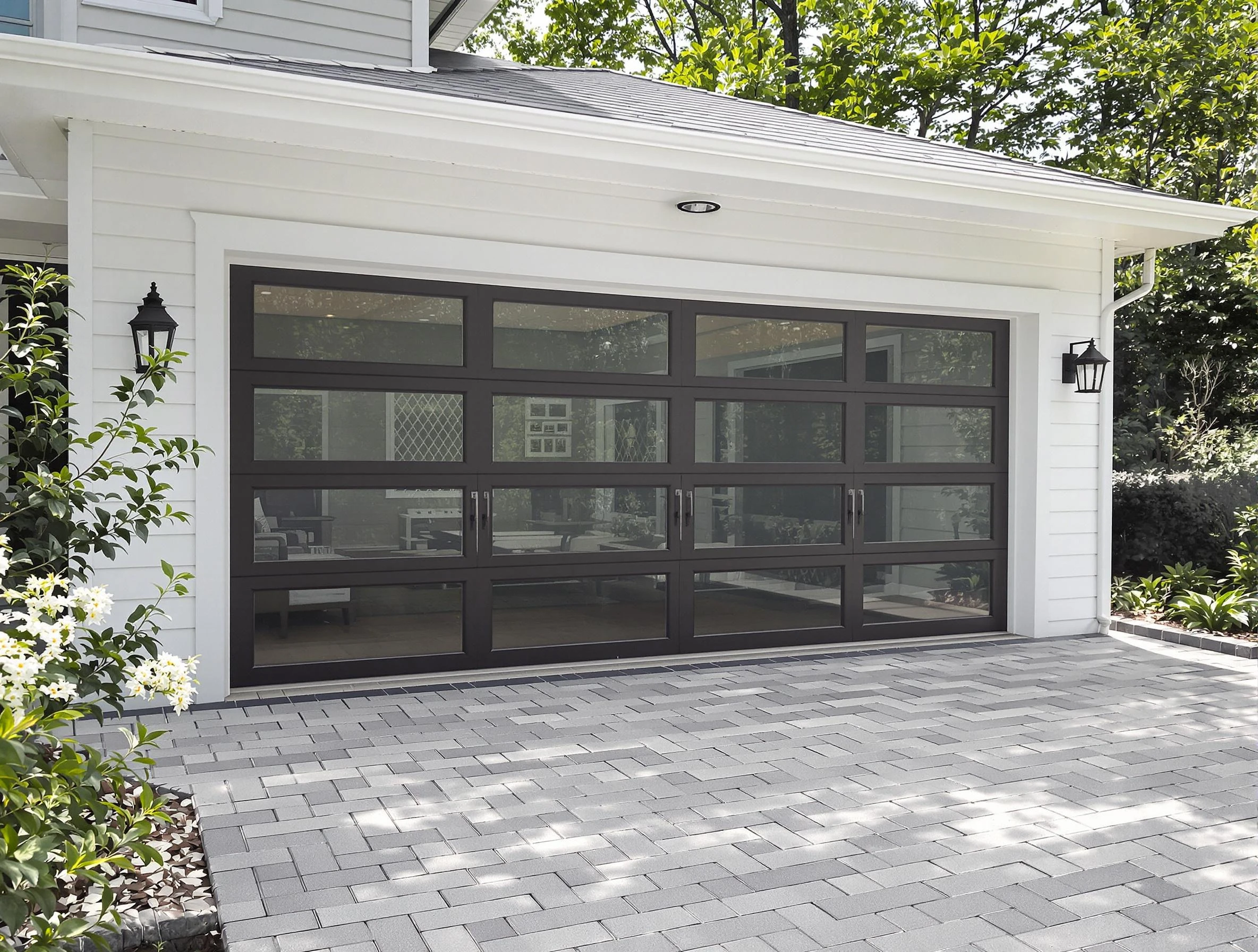 Moore Garage Door Repair design specialist presenting custom garage door options to Moore homeowner